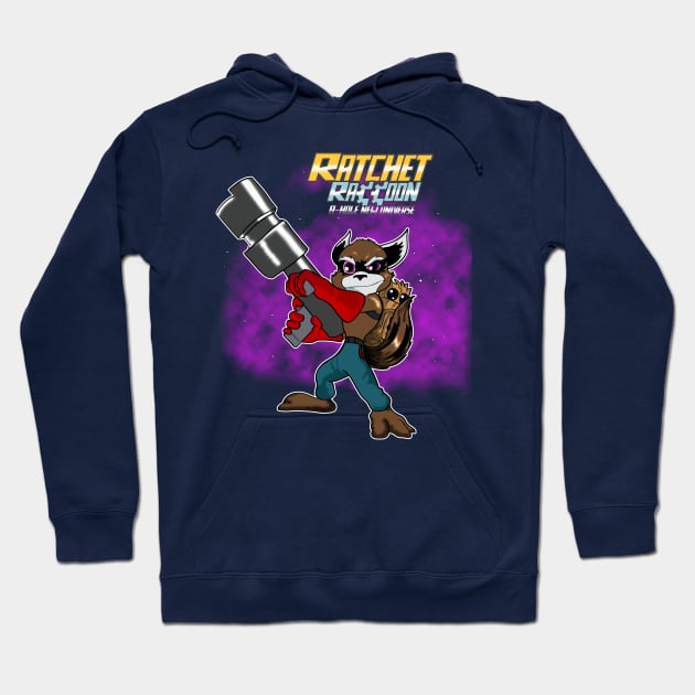 Ratchet Raccoon: A-Hole New Universe Hoodie by Amicusrex